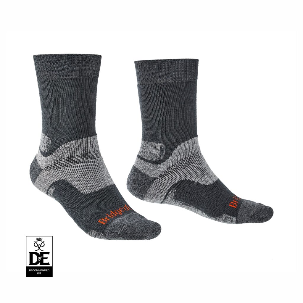 Bridgedale mens HIKE midweight merino performance boot sock gunmetal