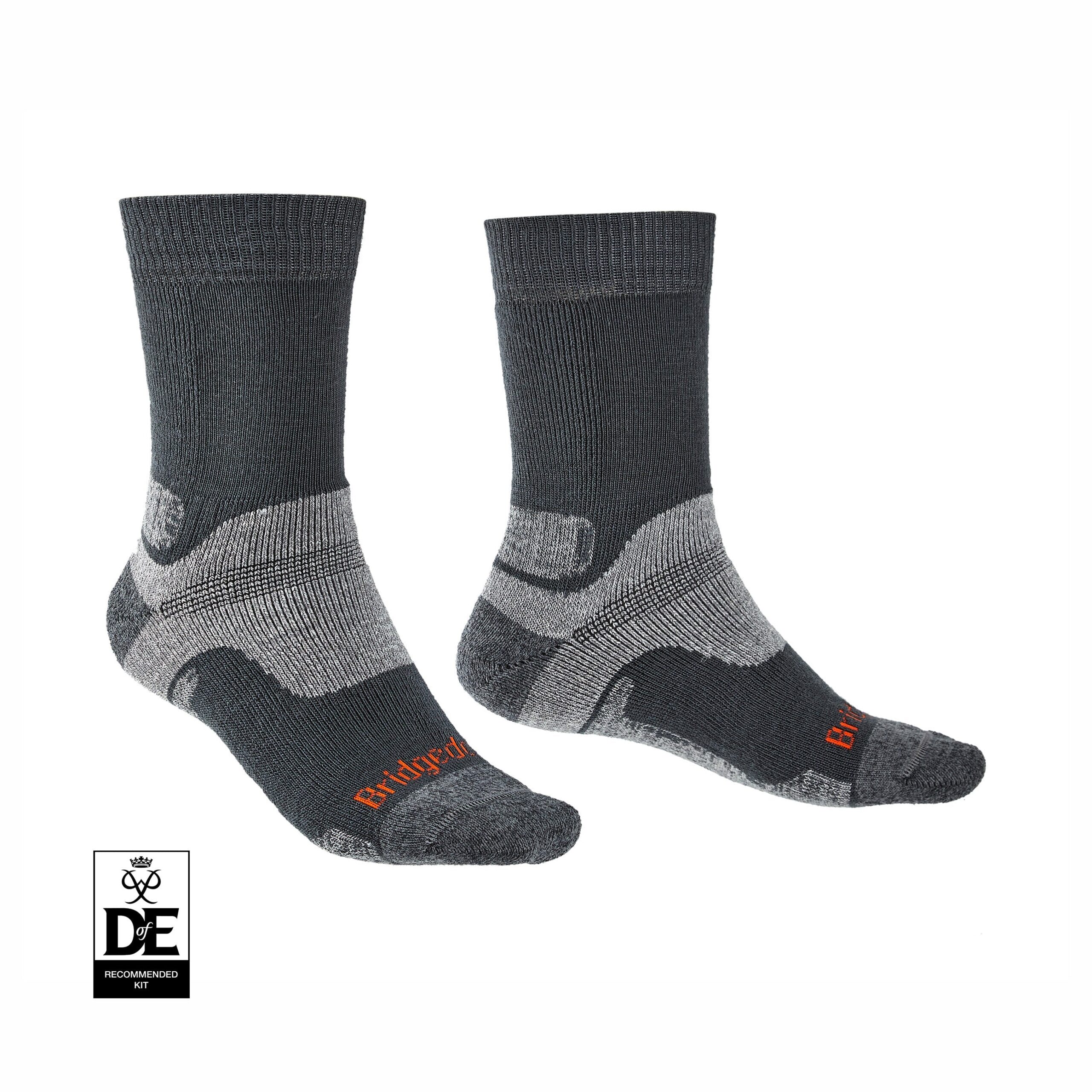 Bridgedale mens HIKE midweight merino performance boot sock gunmetal